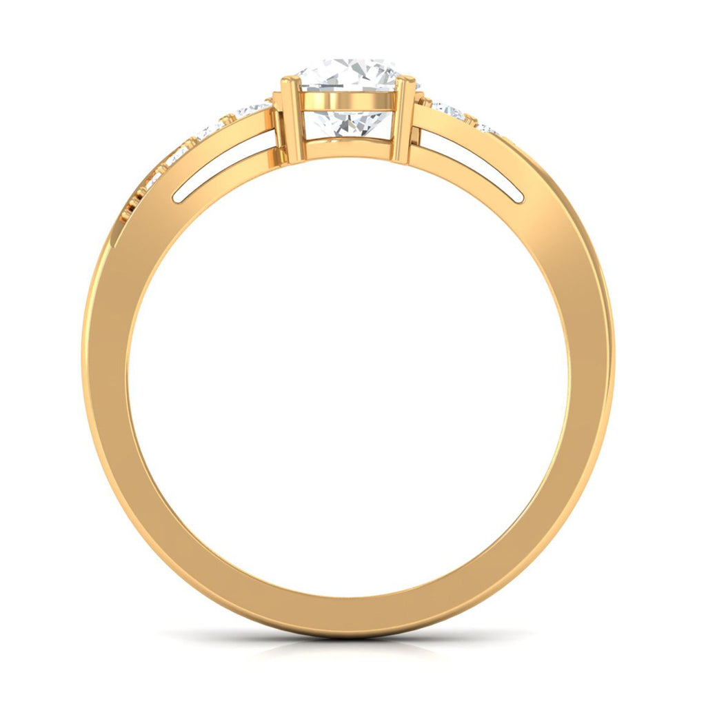Solitaire Cubic Zirconia Bypass Engagement Ring in Gold