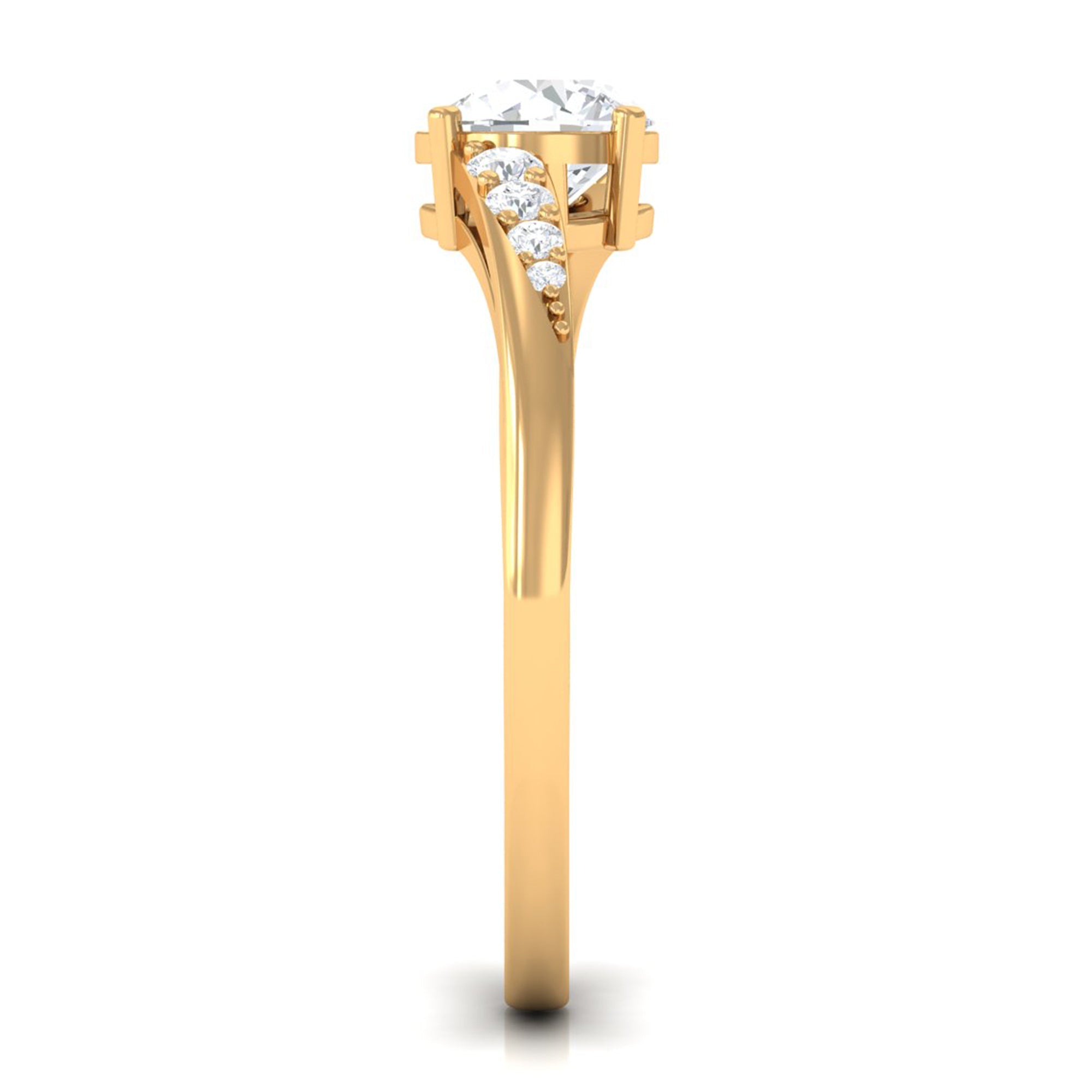 Solitaire Cubic Zirconia Bypass Engagement Ring in Gold