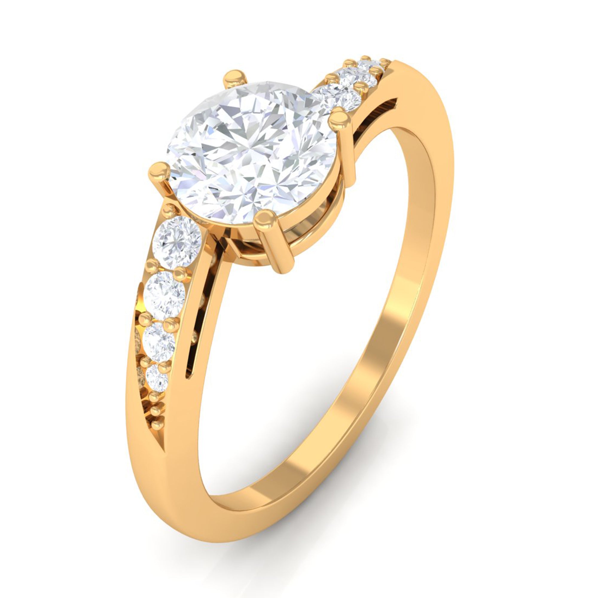 Solitaire Cubic Zirconia Bypass Engagement Ring in Gold