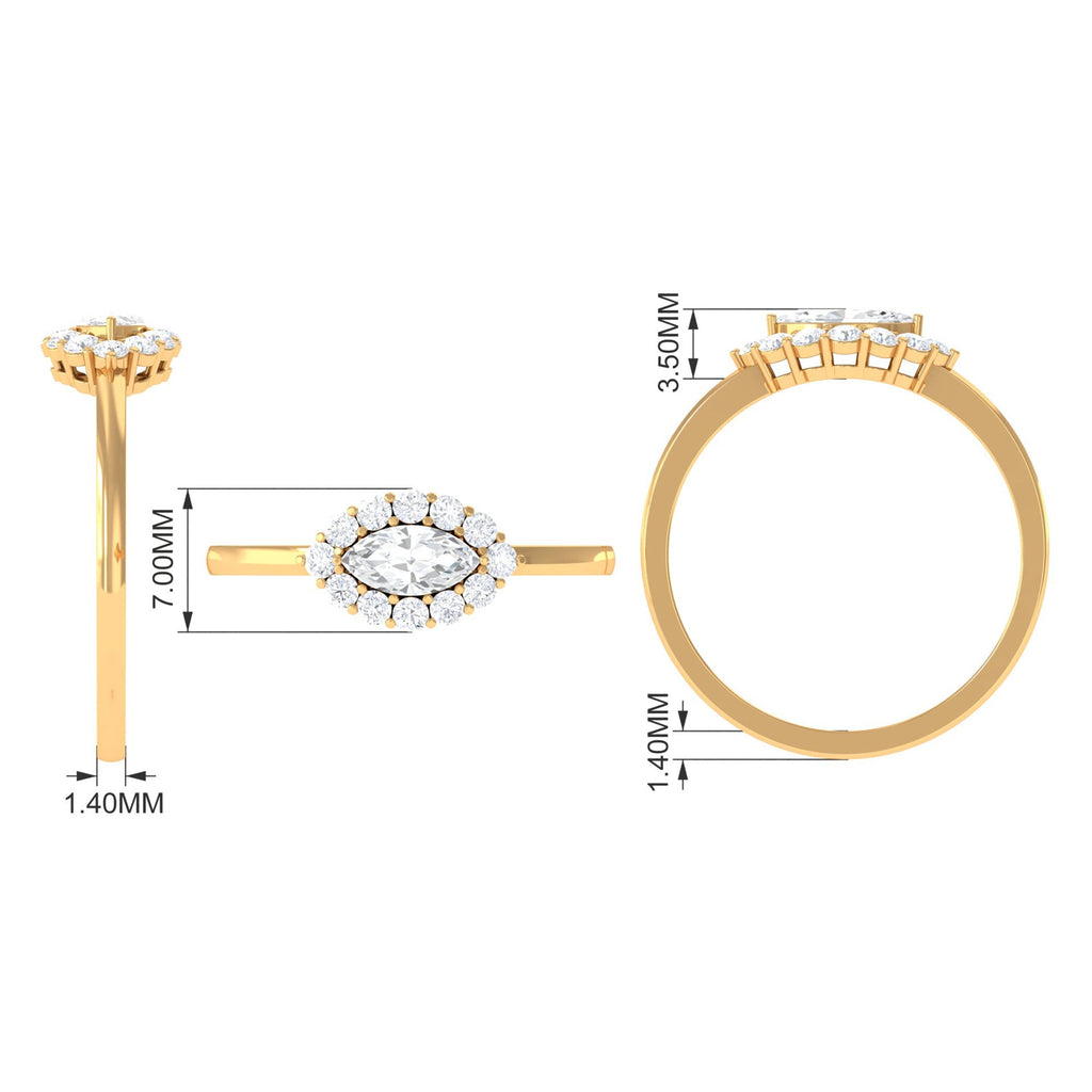 1 CT Marquise Cut Zircon East West Engagement Ring