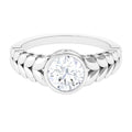 Bezel Set Zircon Gold Leaf Engagement Ring
