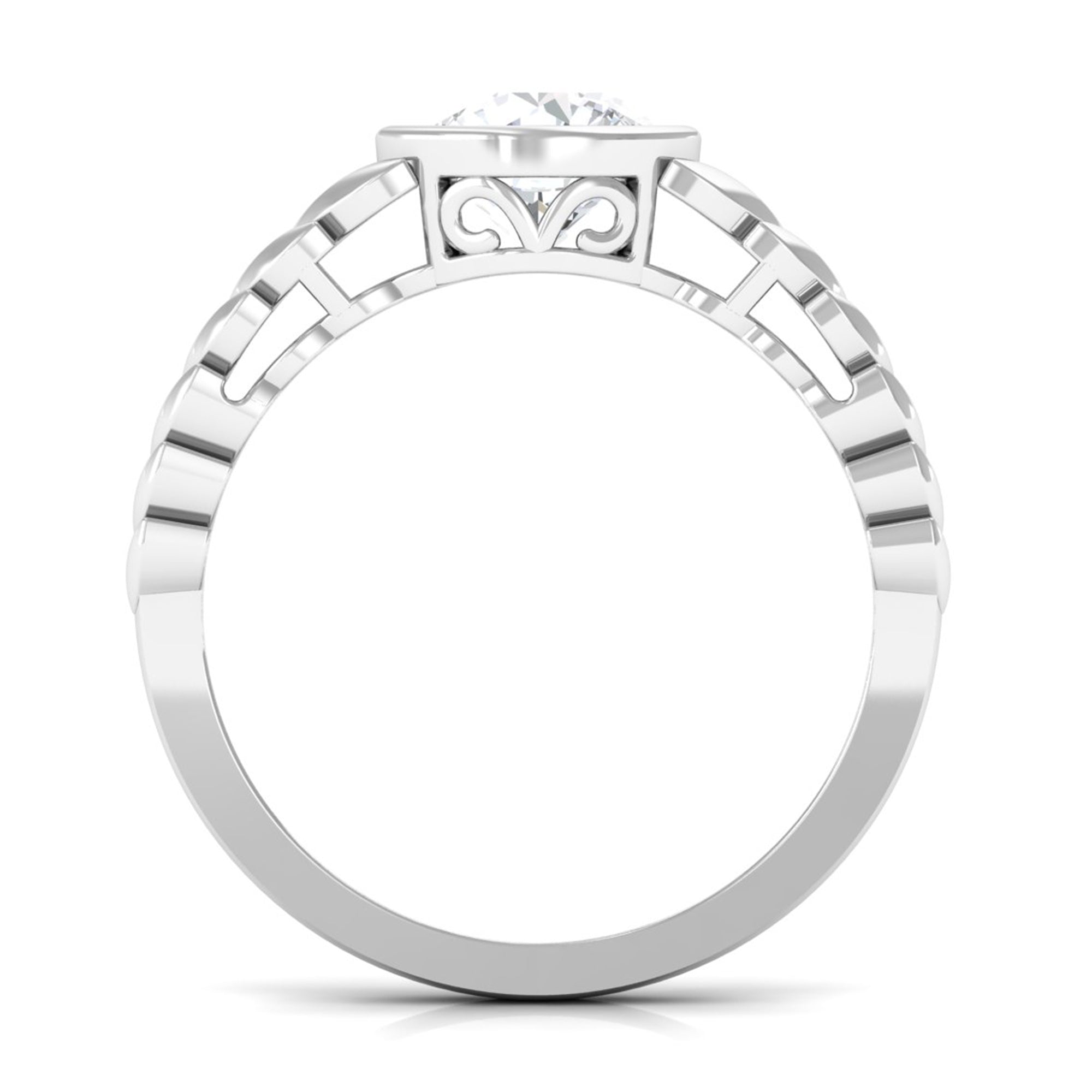 Bezel Set Zircon Gold Leaf Engagement Ring
