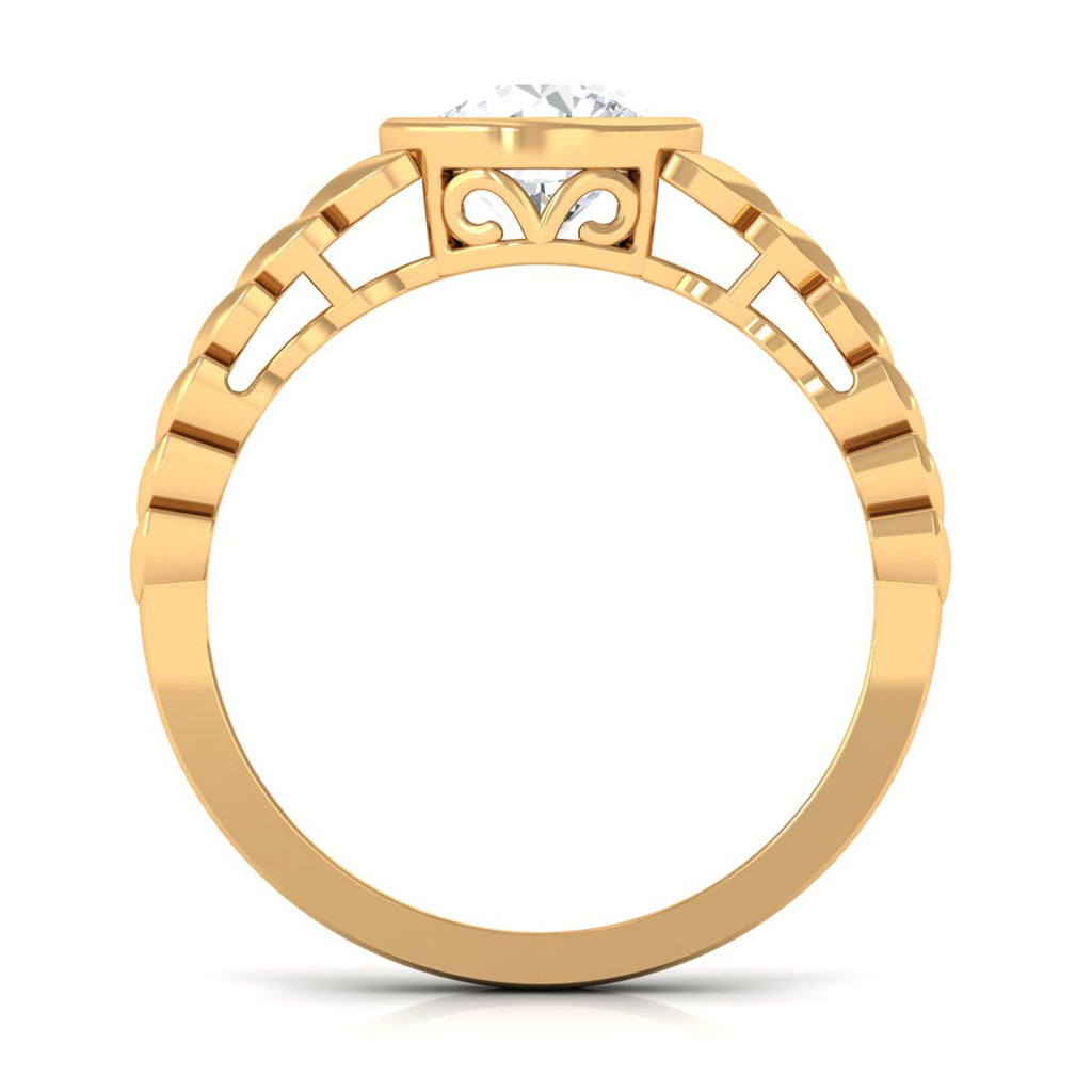 Bezel Set Zircon Gold Leaf Engagement Ring