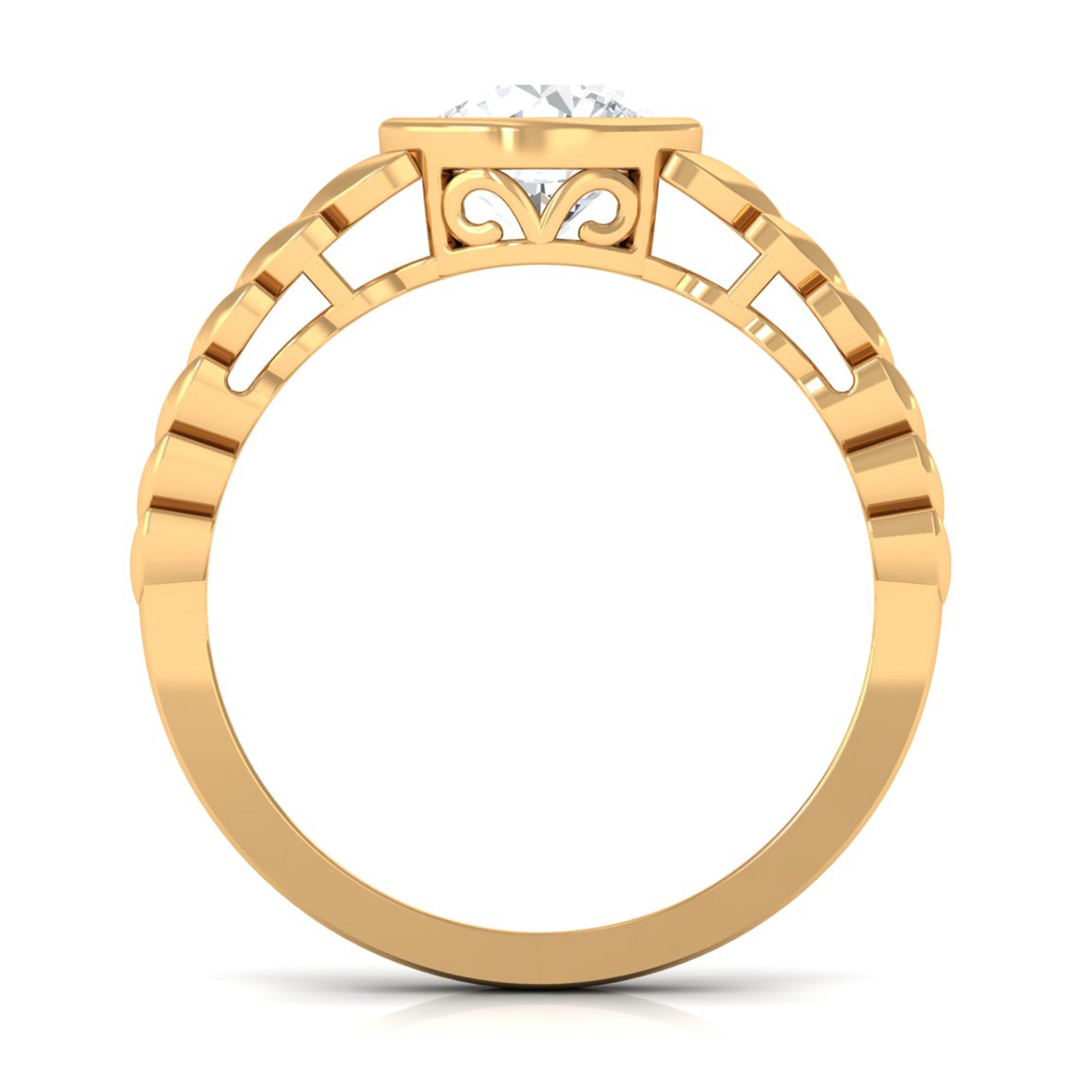 Bezel Set Zircon Gold Leaf Engagement Ring