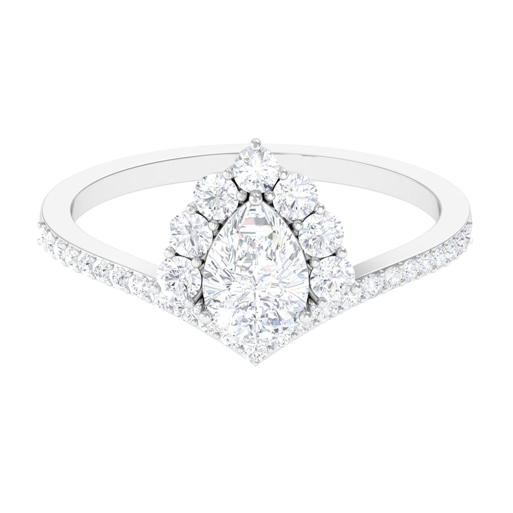 Cubic Zirconia Crown Engagement Ring in Gold