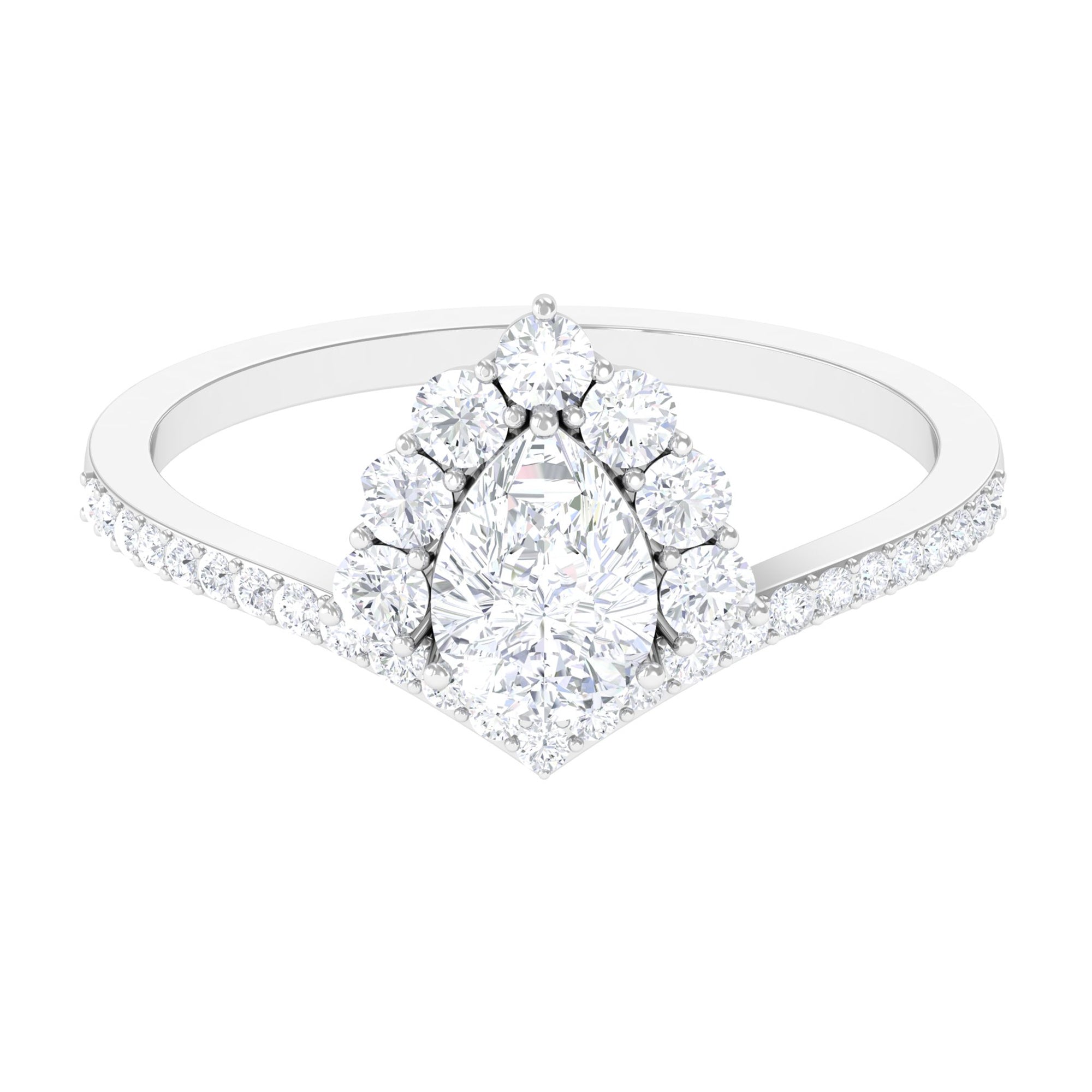 Cubic Zirconia Crown Engagement Ring in Gold