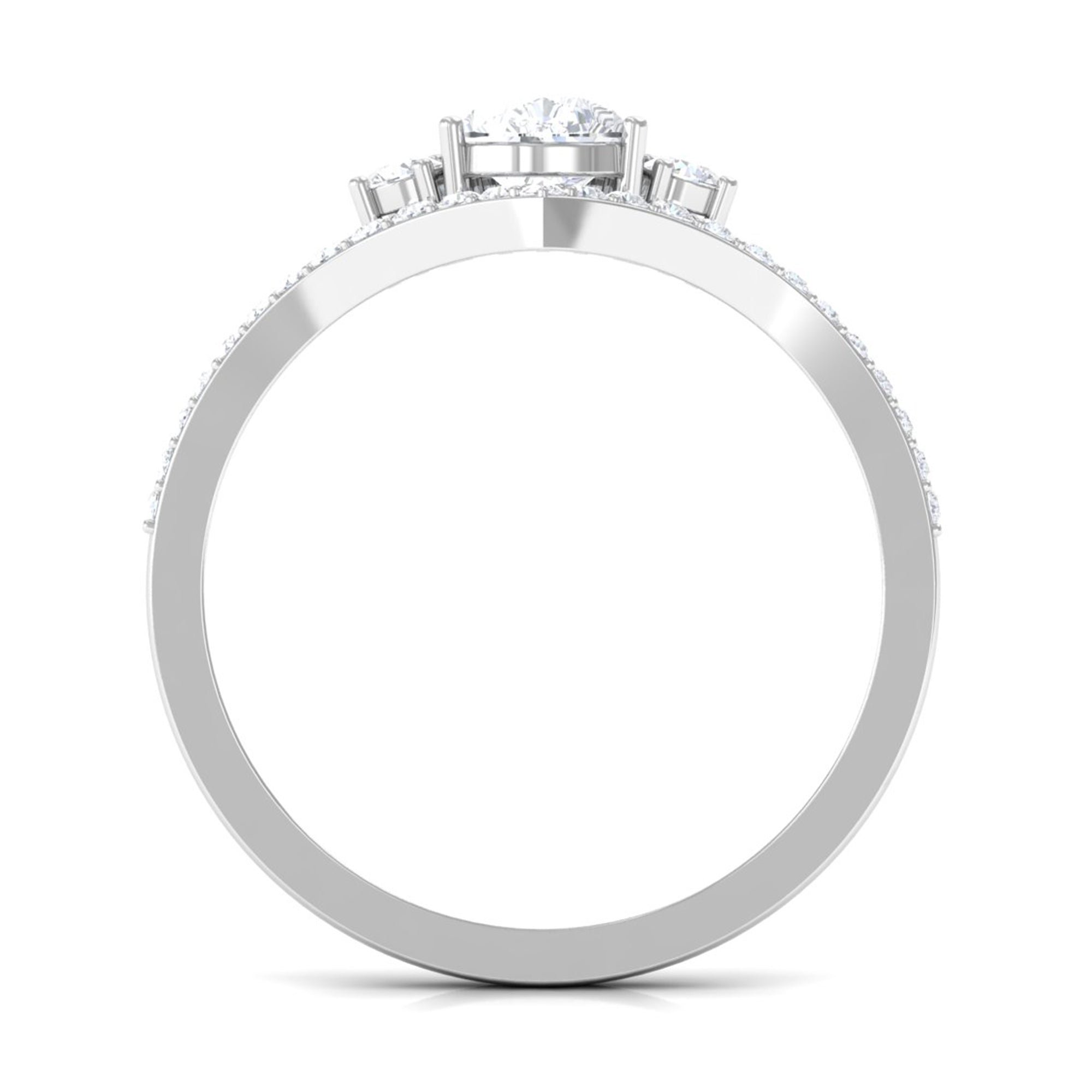 Cubic Zirconia Crown Engagement Ring in Gold