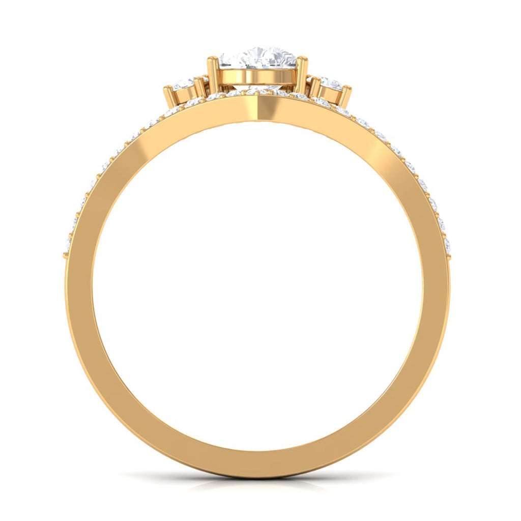 Cubic Zirconia Crown Engagement Ring in Gold