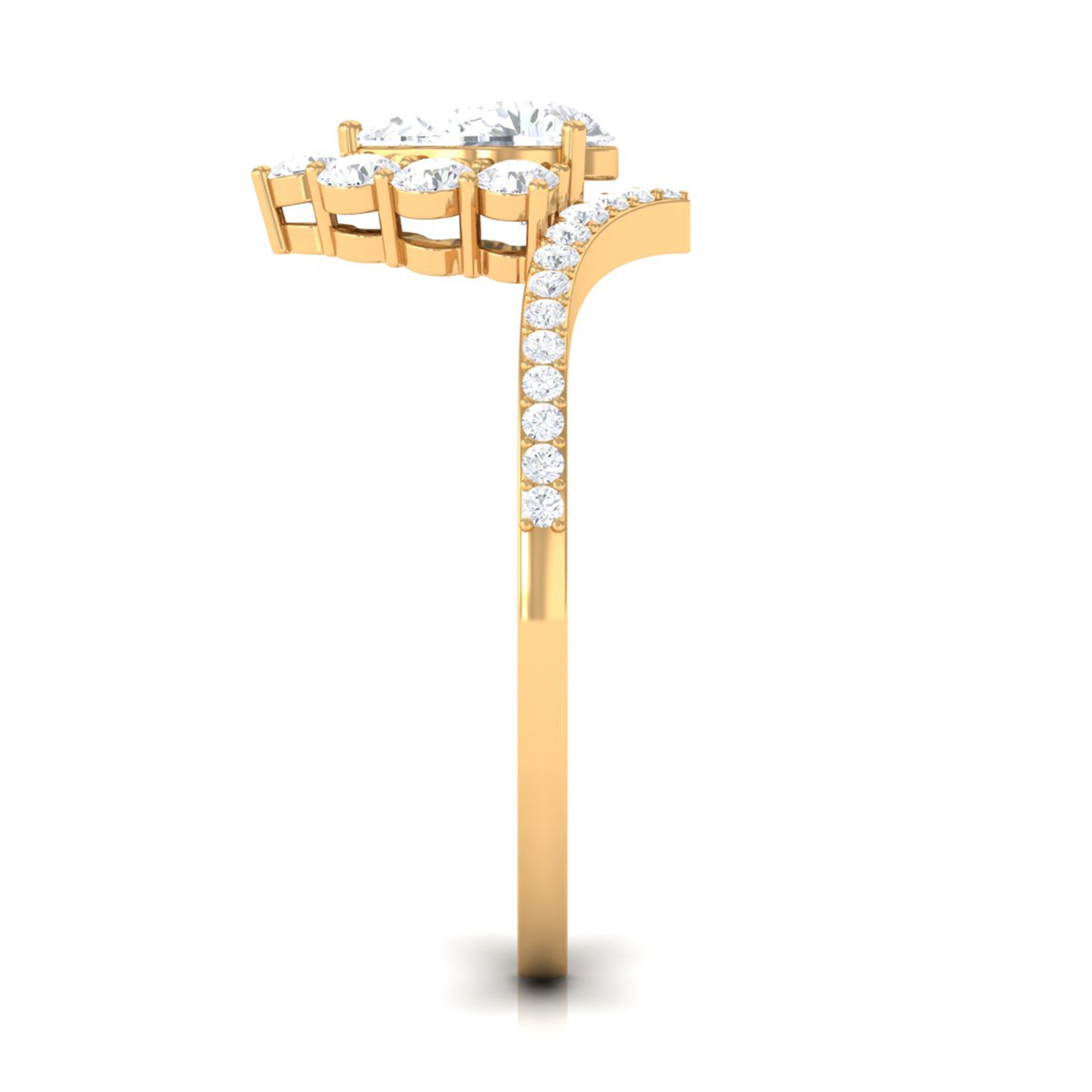 Cubic Zirconia Crown Engagement Ring in Gold
