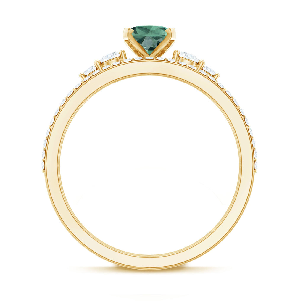 Lab Created Green Sapphire and Diamond Oval Wedding Ring Set
