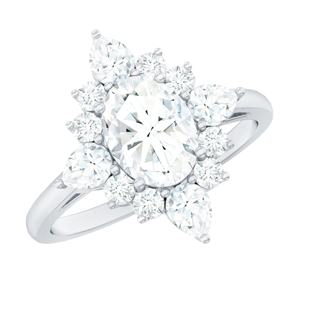 3 CT Oval Zircon Statement Engagement Ring in Gold