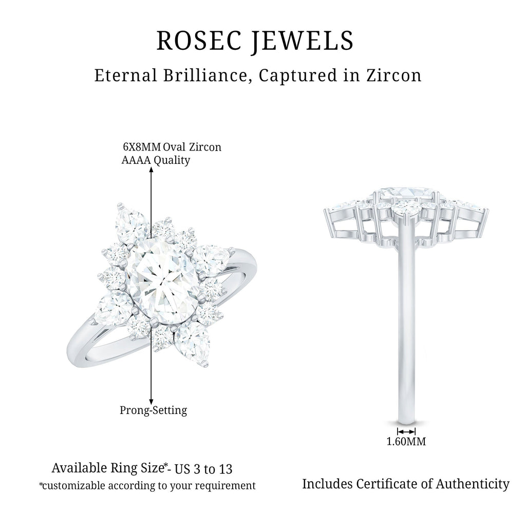 3 CT Oval Zircon Statement Engagement Ring in Gold