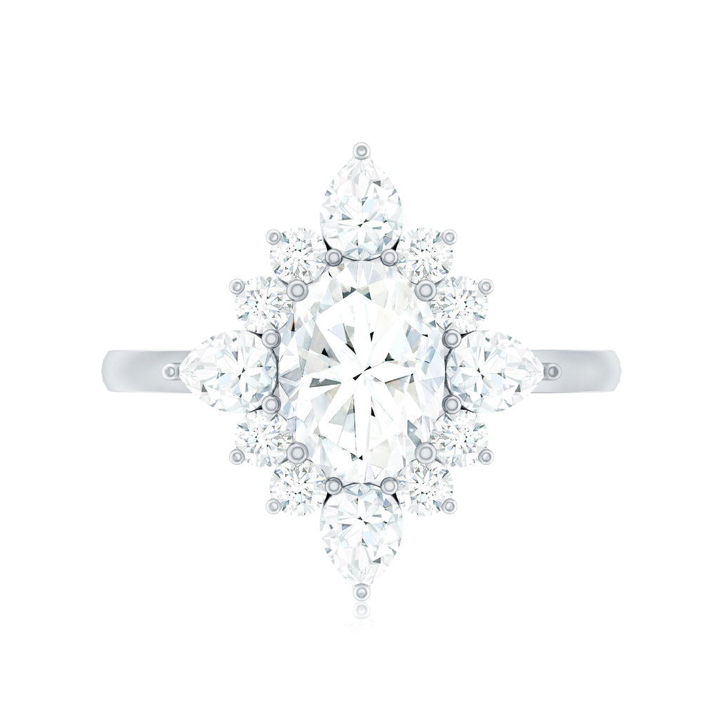 3 CT Oval Zircon Statement Engagement Ring in Gold