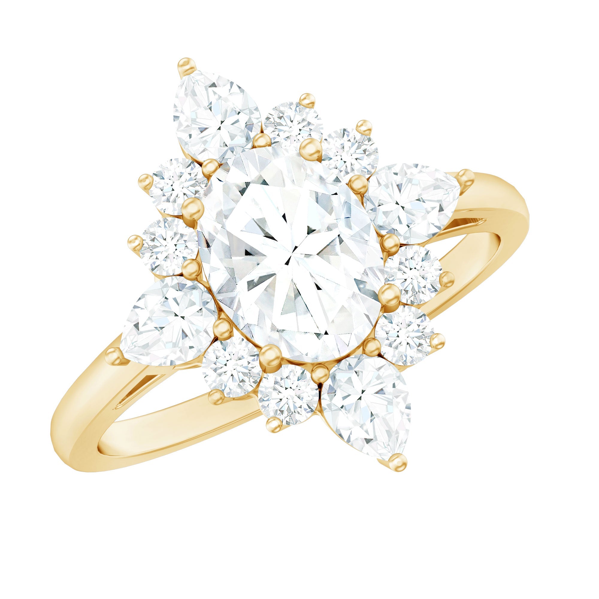 3 CT Oval Zircon Statement Engagement Ring in Gold