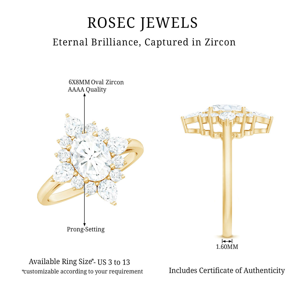 3 CT Oval Zircon Statement Engagement Ring in Gold