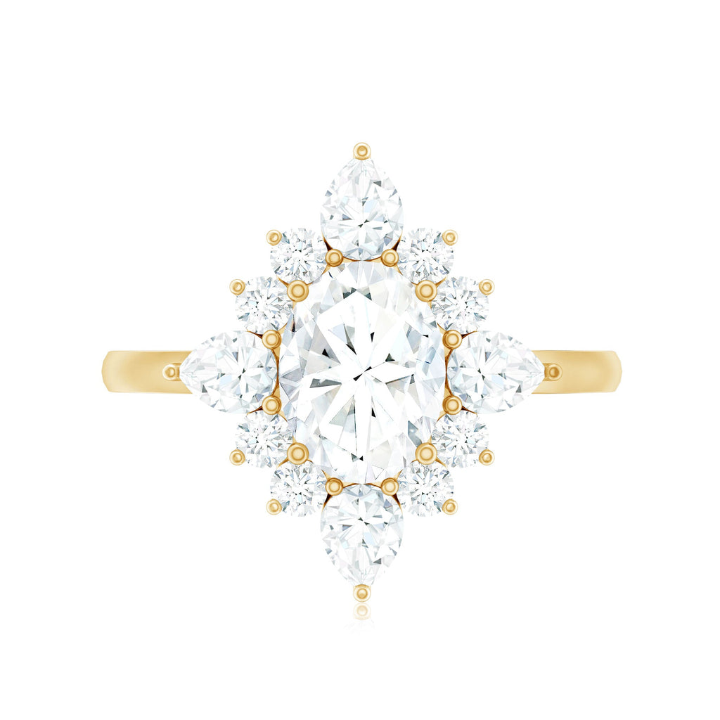 3 CT Oval Zircon Statement Engagement Ring in Gold