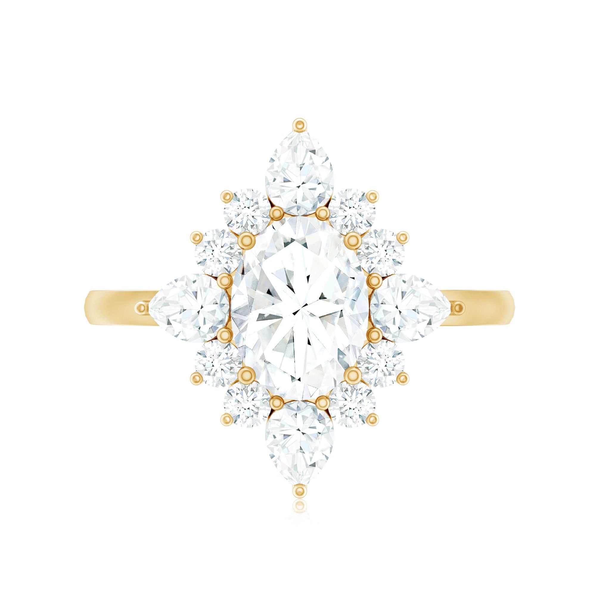 3 CT Oval Zircon Statement Engagement Ring in Gold