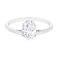 2.25 CT Oval Cut Solitaire Zircon Engagement Ring with Side Stones