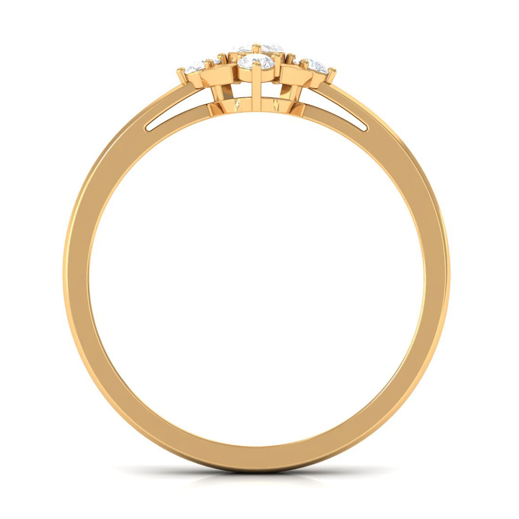 1/2 CT Marquise Zircon Engagement Ring in Gold Textured