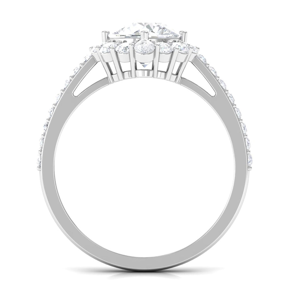 2.25 CT Zircon Halo Engagement Ring in Gold