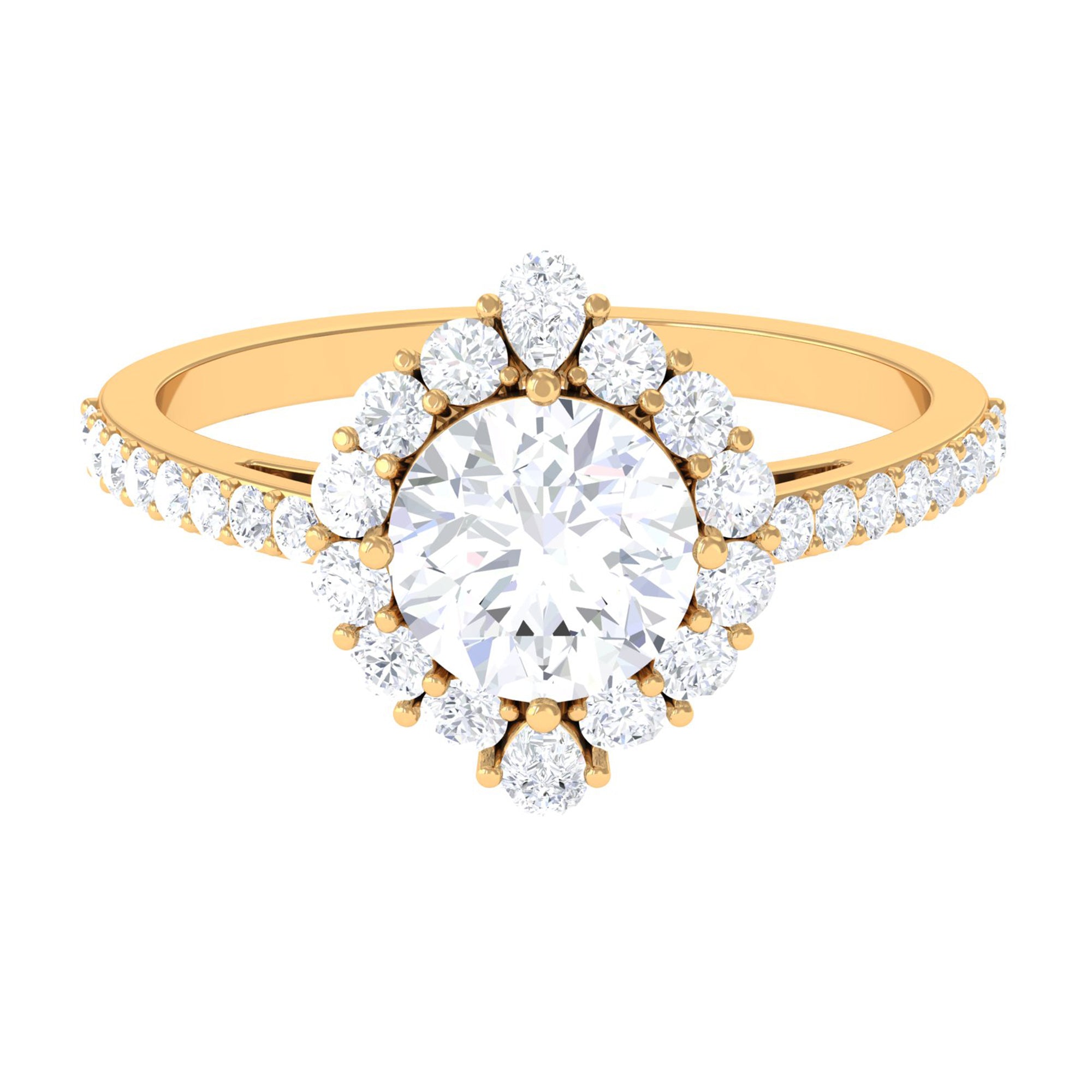 2.25 CT Zircon Halo Engagement Ring in Gold