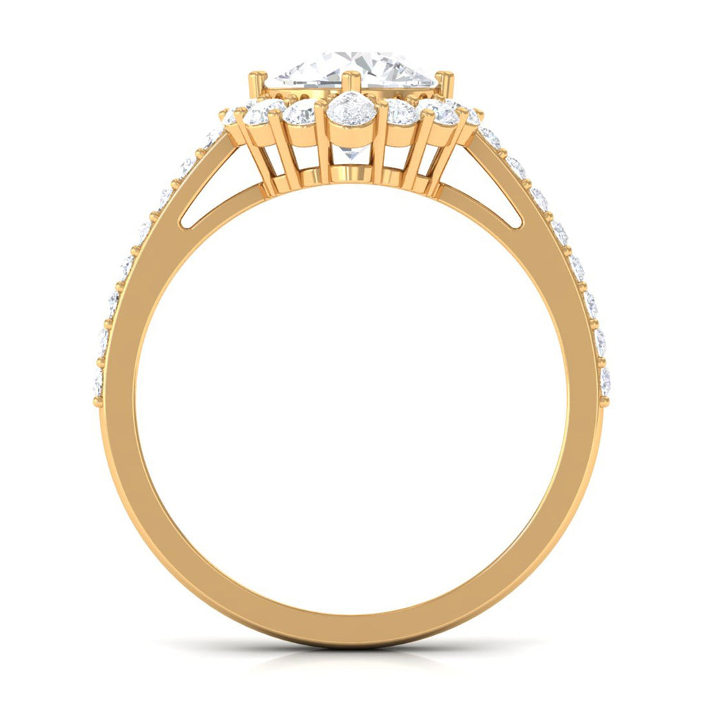 2.25 CT Zircon Halo Engagement Ring in Gold