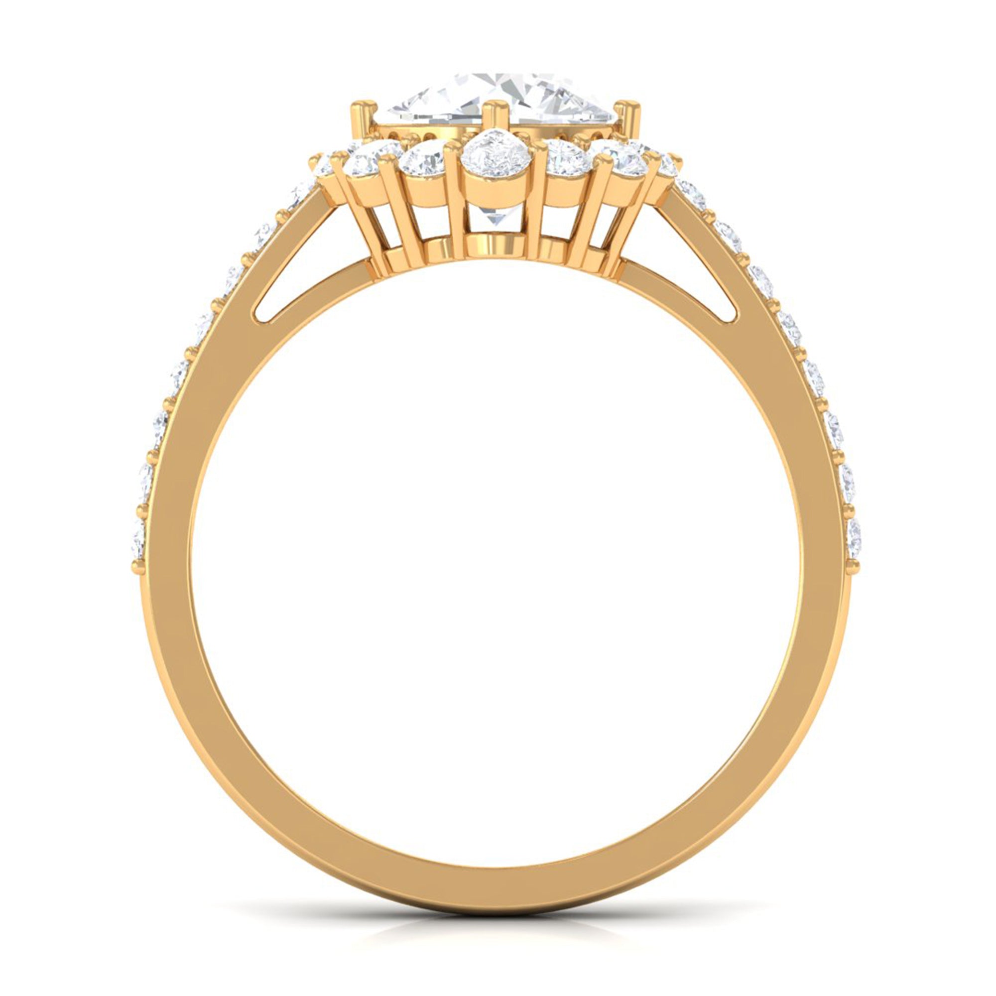2.25 CT Zircon Halo Engagement Ring in Gold