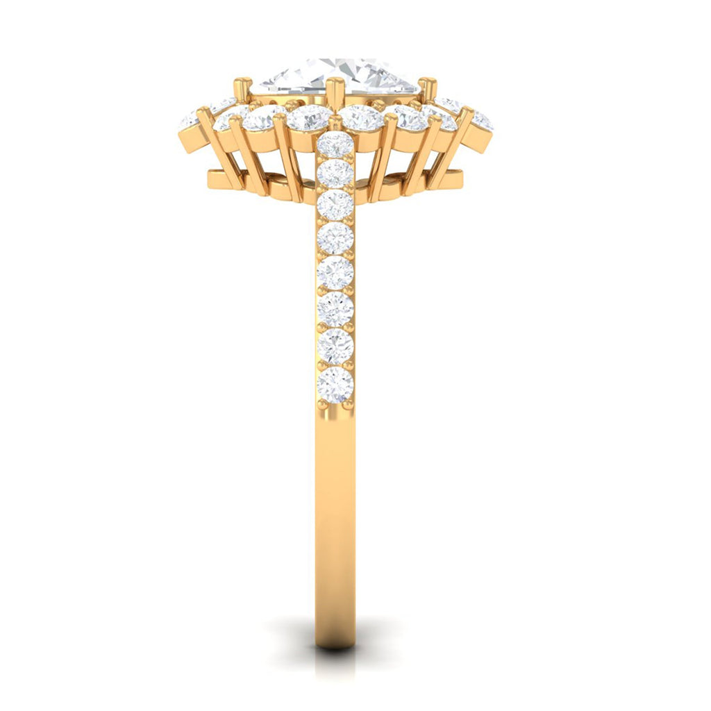 2.25 CT Zircon Halo Engagement Ring in Gold