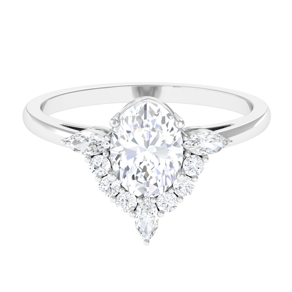 2.75 CT Oval Zircon Unique Engagement Ring in Gold