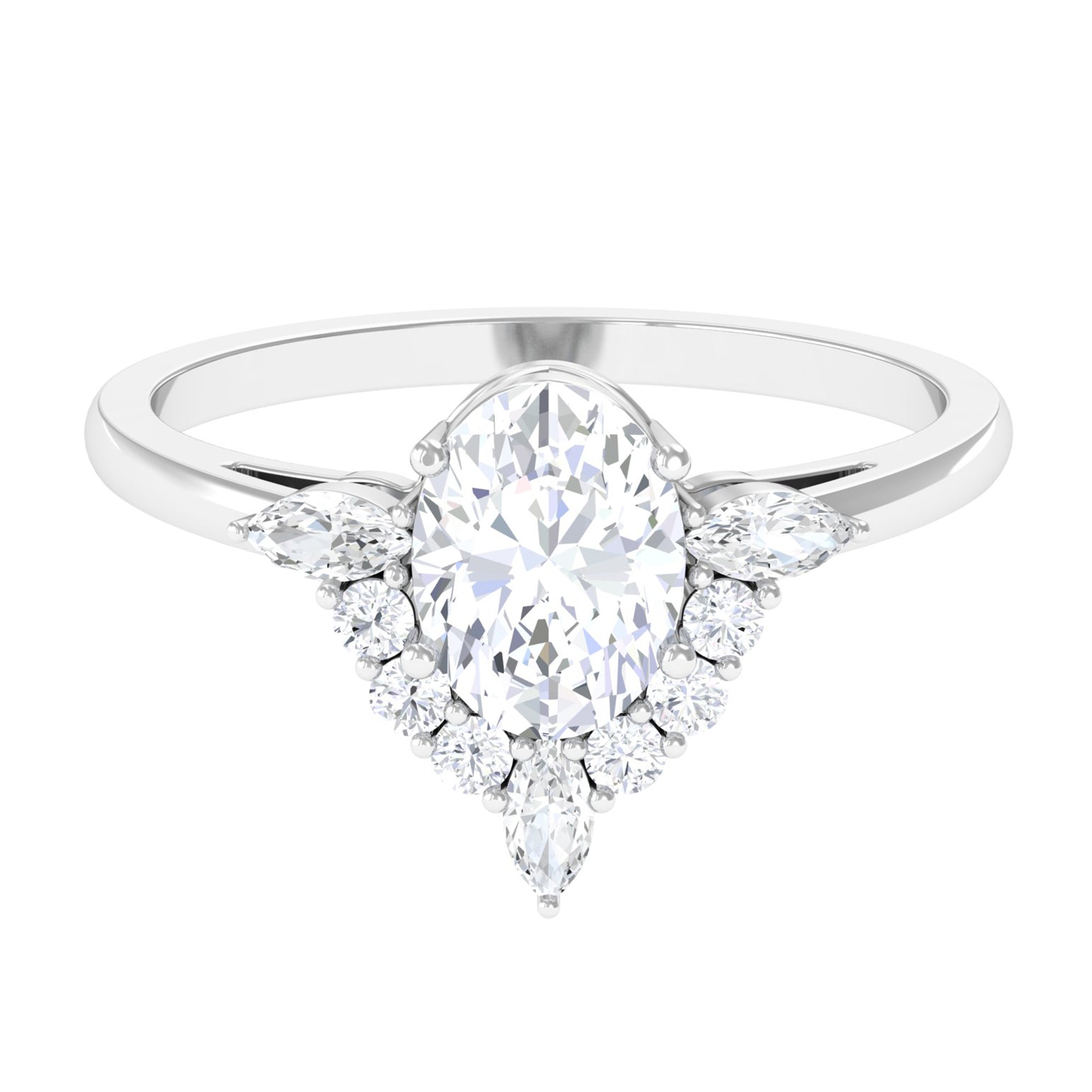2.75 CT Oval Zircon Unique Engagement Ring in Gold