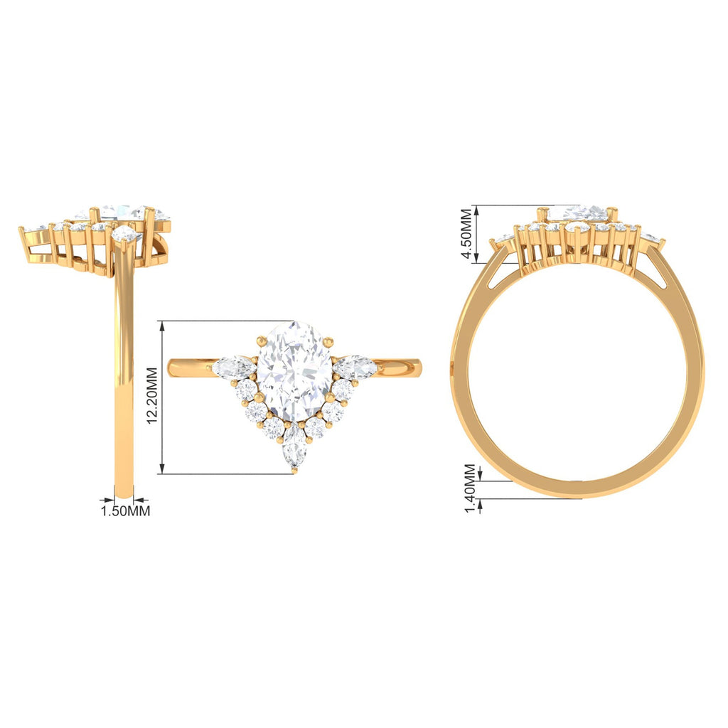 2.75 CT Oval Zircon Unique Engagement Ring in Gold