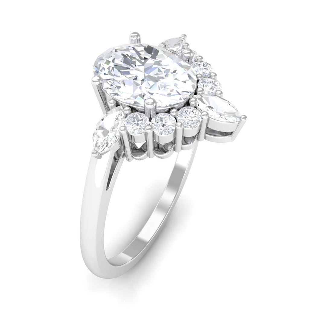 2.75 CT Oval Zircon Unique Engagement Ring in Gold