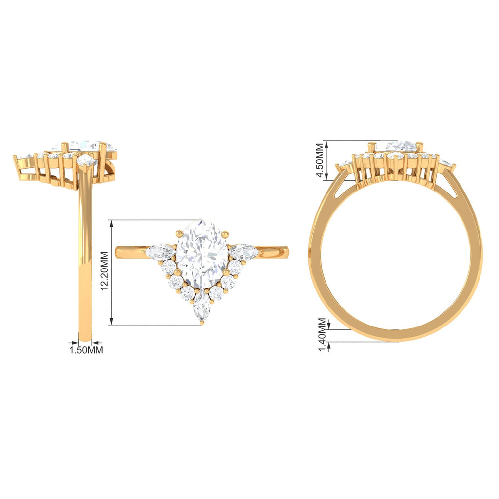 2.75 CT Oval Zircon Unique Engagement Ring in Gold