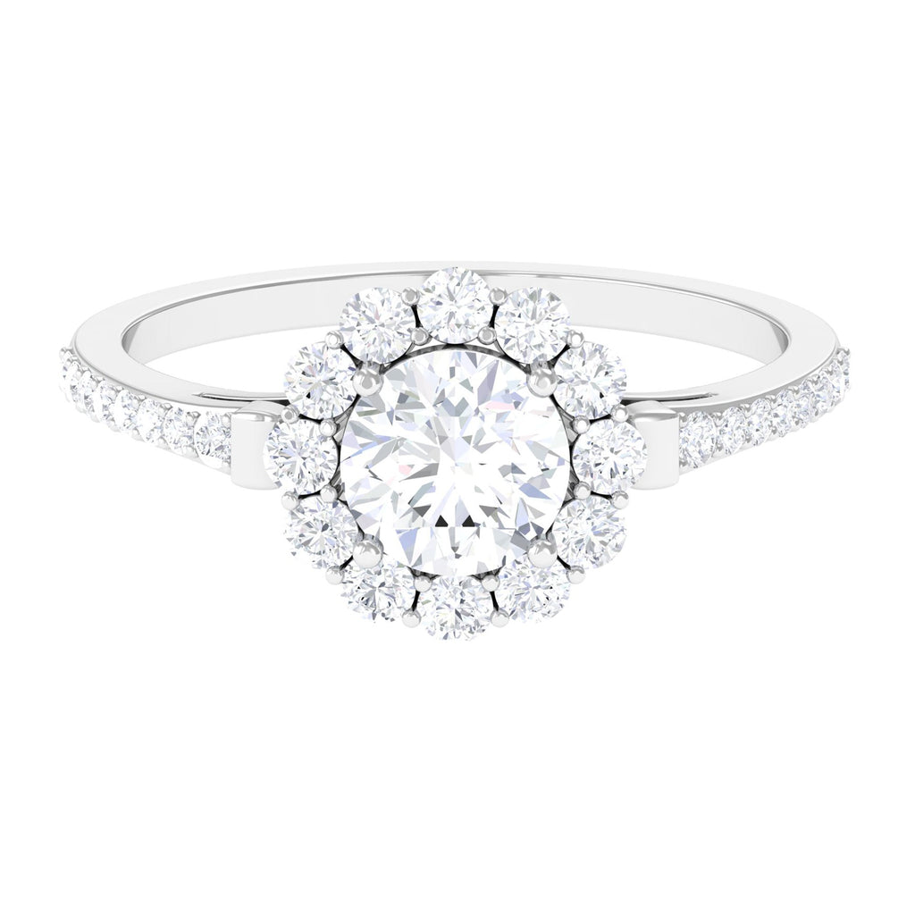 1.75 CT Round Zircon Halo Engagement Ring in Gold