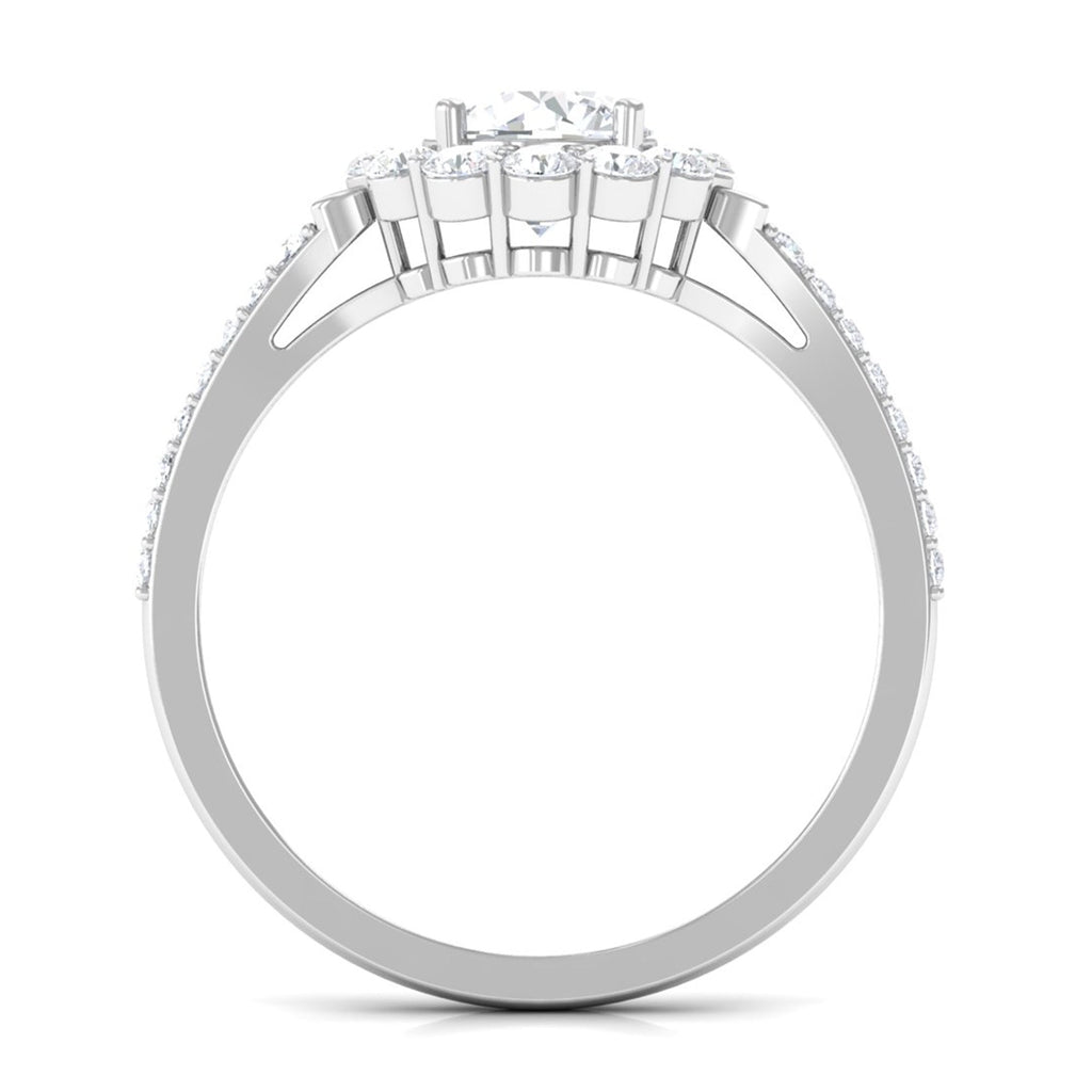 1.75 CT Round Zircon Halo Engagement Ring in Gold