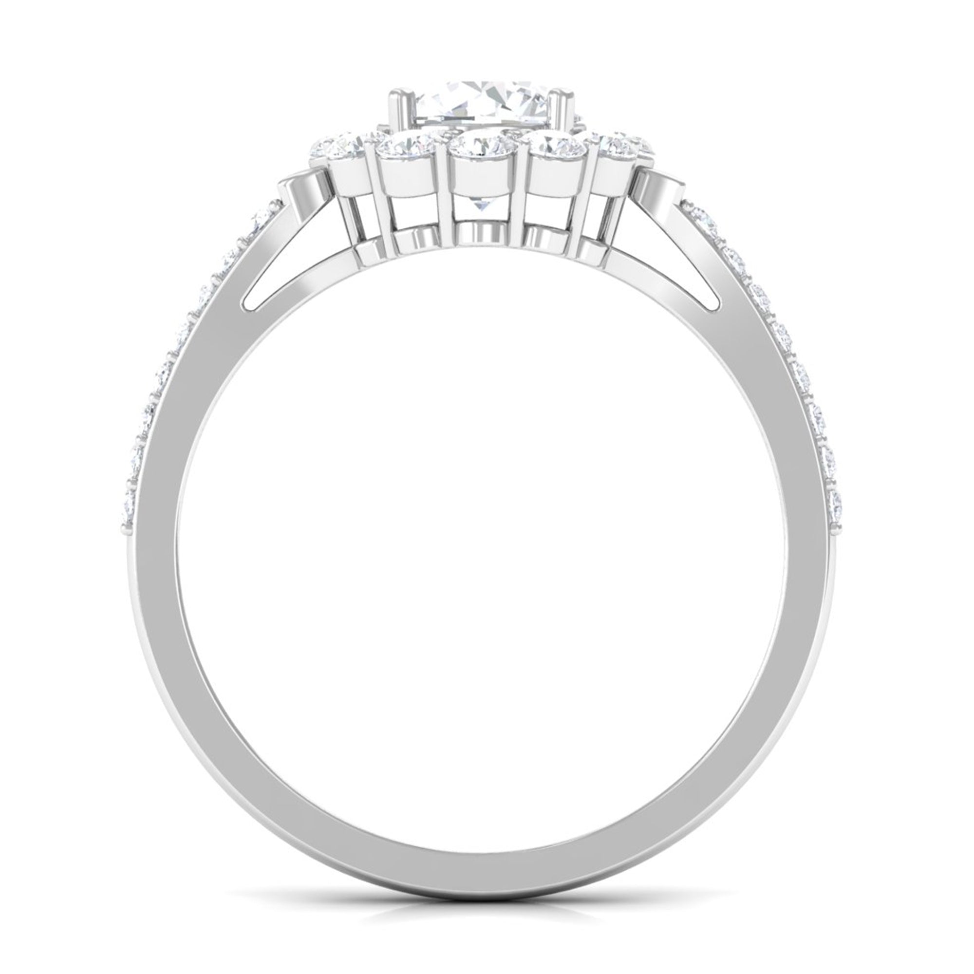 1.75 CT Round Zircon Halo Engagement Ring in Gold