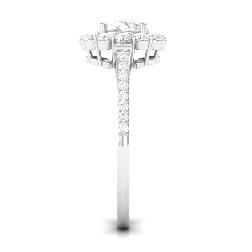 1.75 CT Round Zircon Halo Engagement Ring in Gold