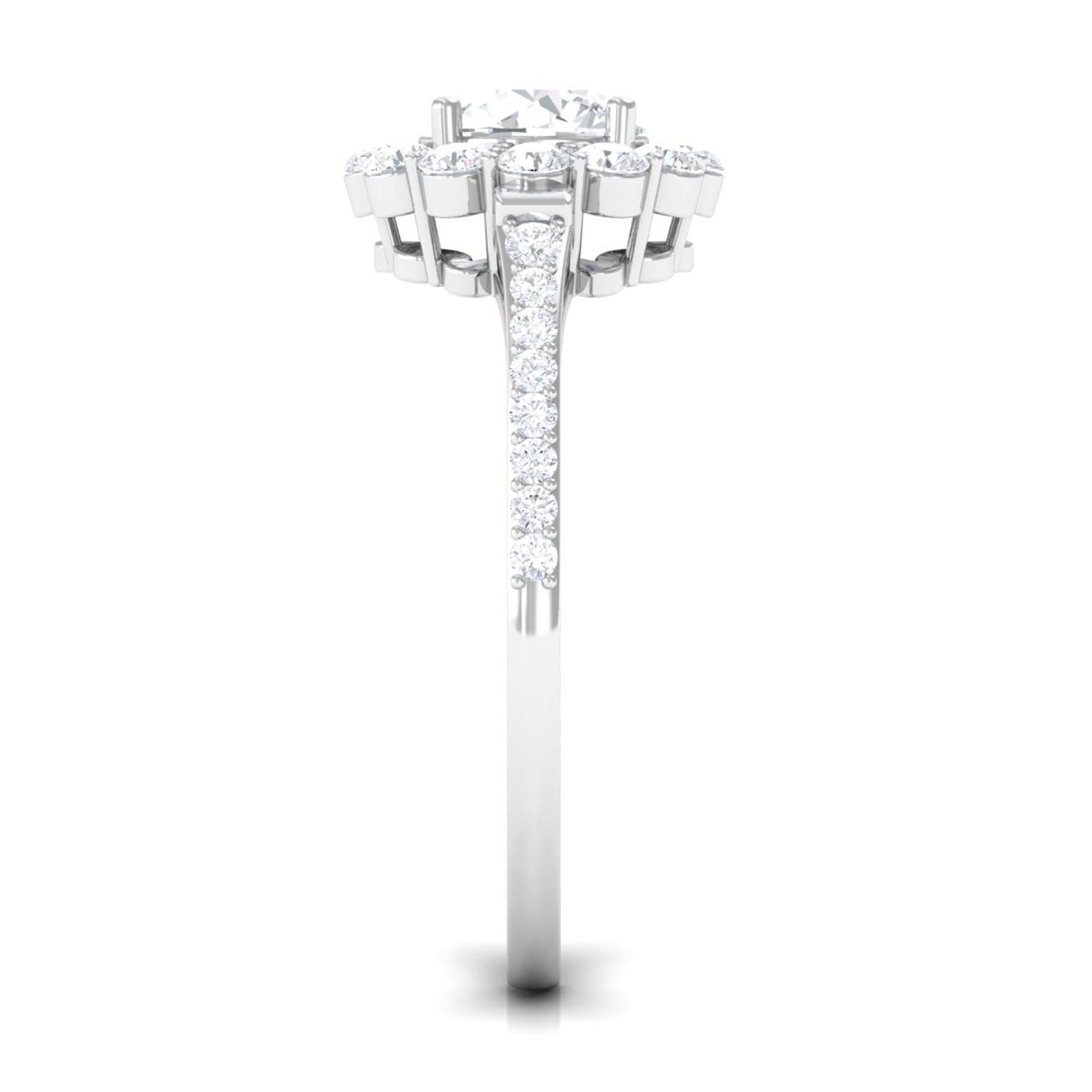 1.75 CT Round Zircon Halo Engagement Ring in Gold