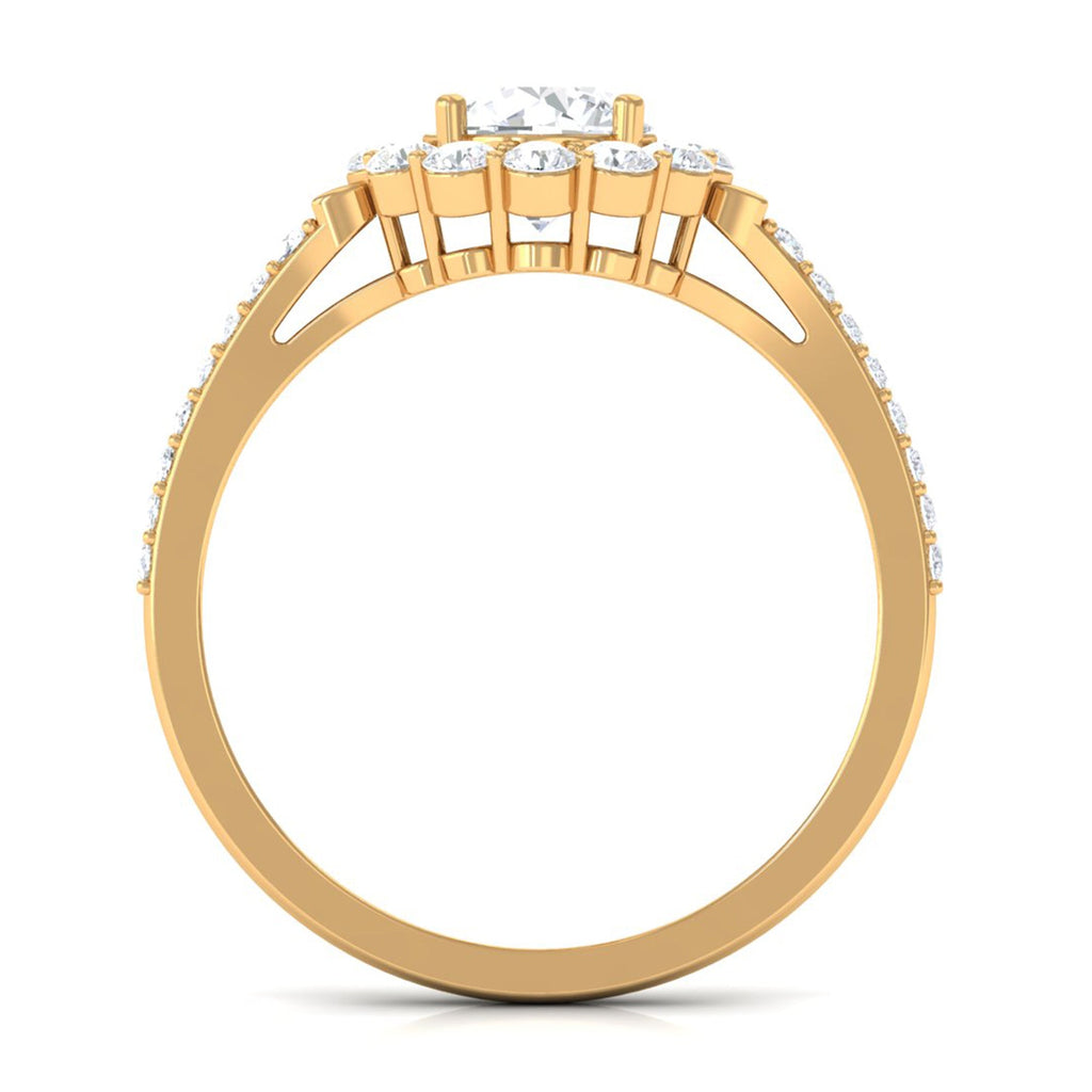 1.75 CT Round Zircon Halo Engagement Ring in Gold