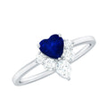 1 CT Heart Blue Sapphire Promise Ring with Diamond Accent