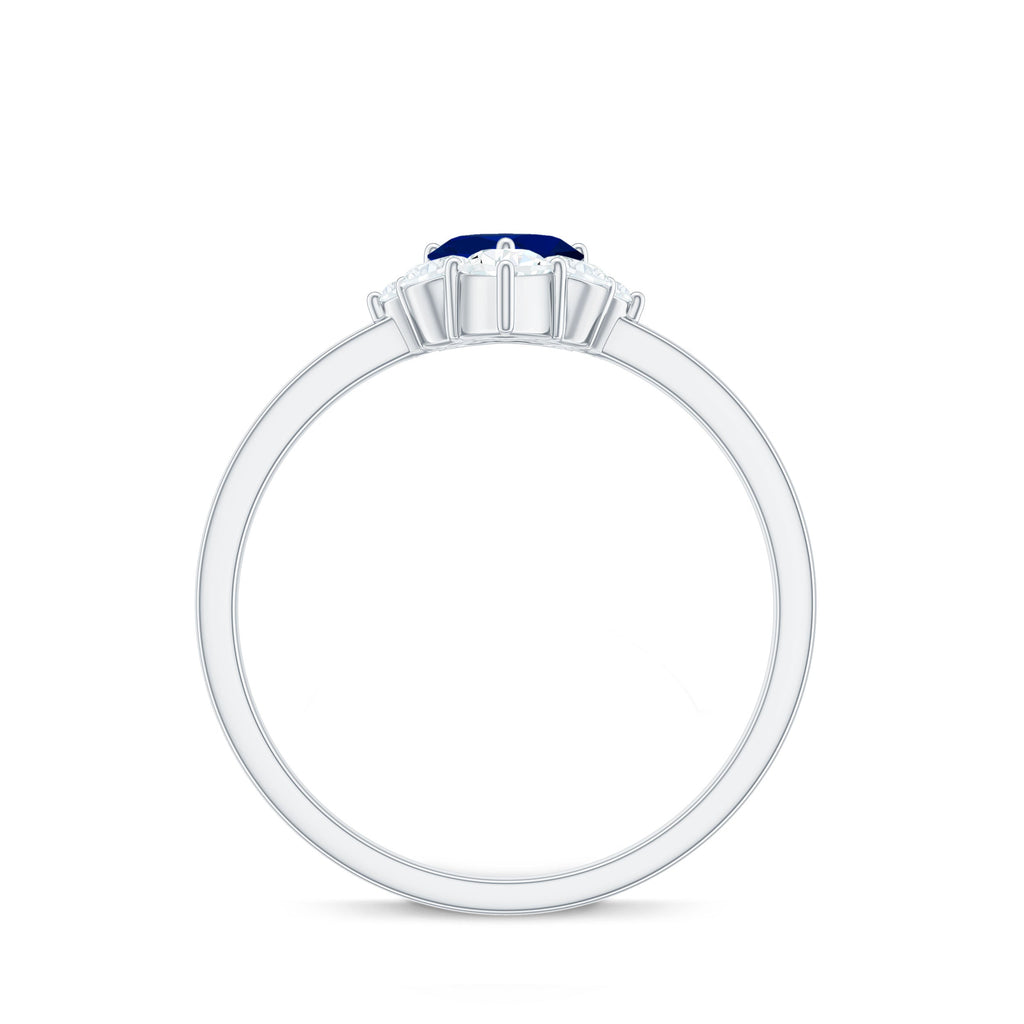 1 CT Heart Blue Sapphire Promise Ring with Diamond Accent