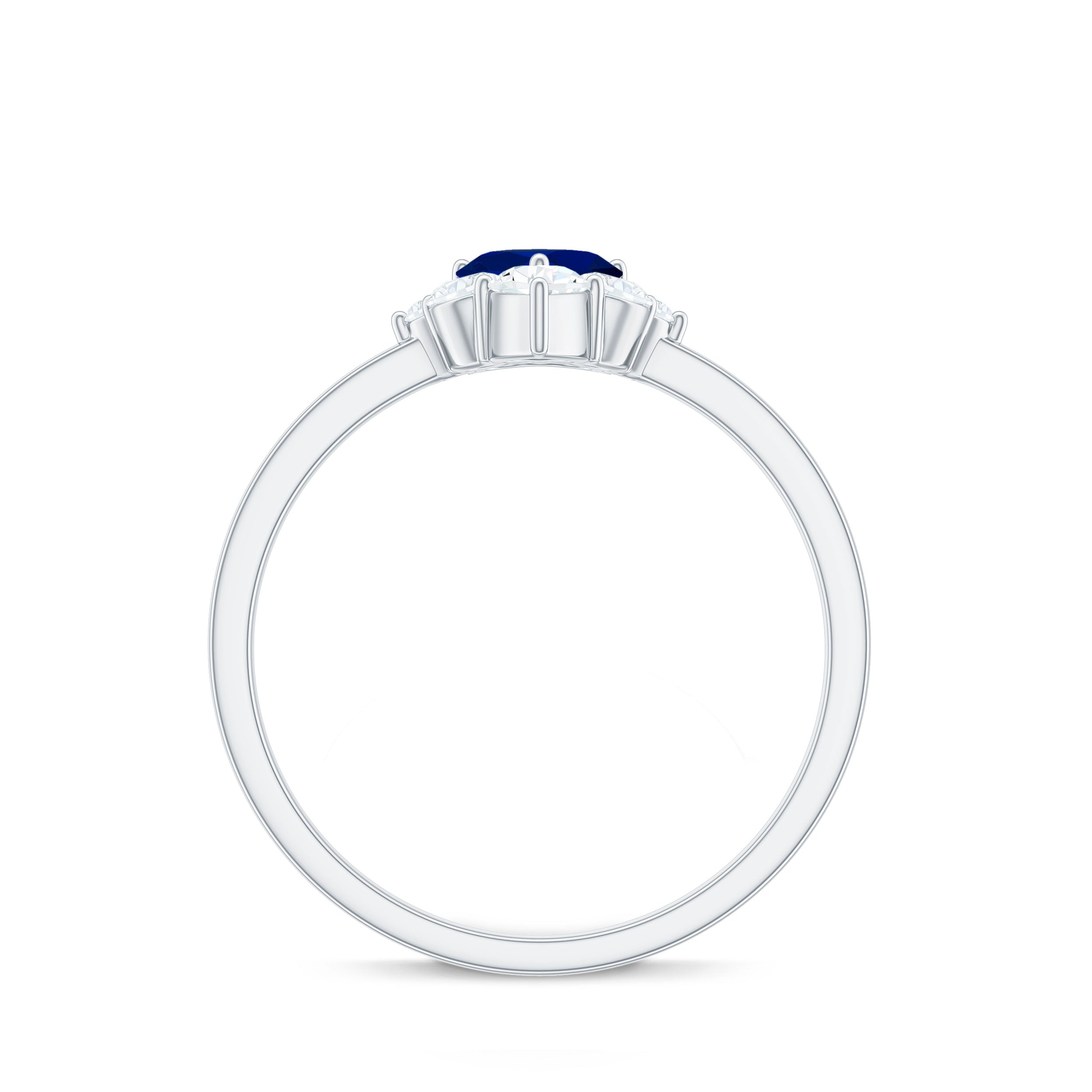 1 CT Heart Blue Sapphire Promise Ring with Diamond Accent