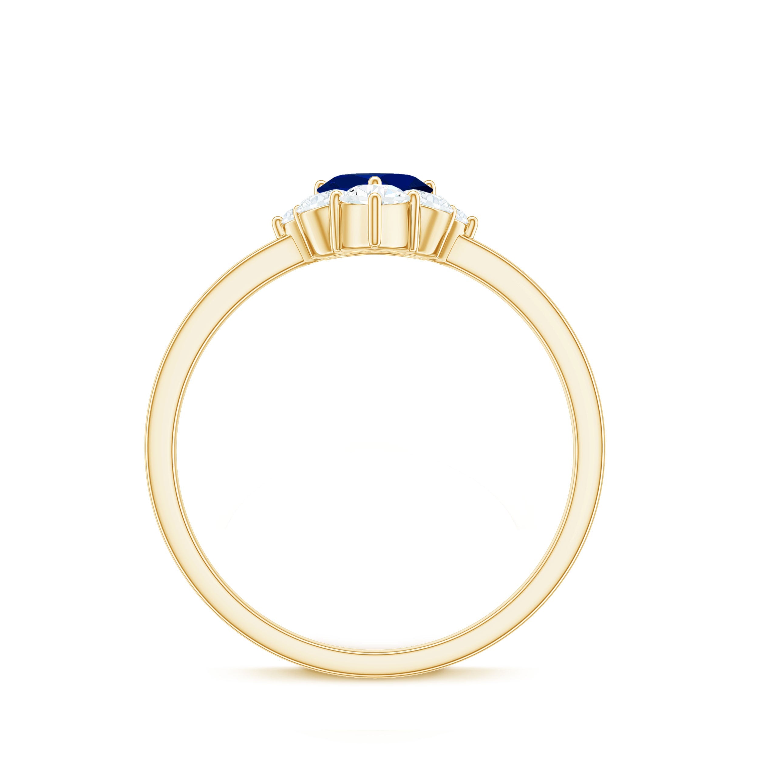 1 CT Heart Blue Sapphire Promise Ring with Diamond Accent