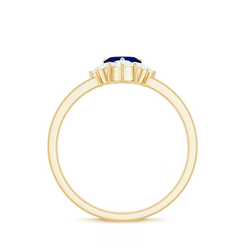 1 CT Heart Blue Sapphire Promise Ring with Diamond Accent