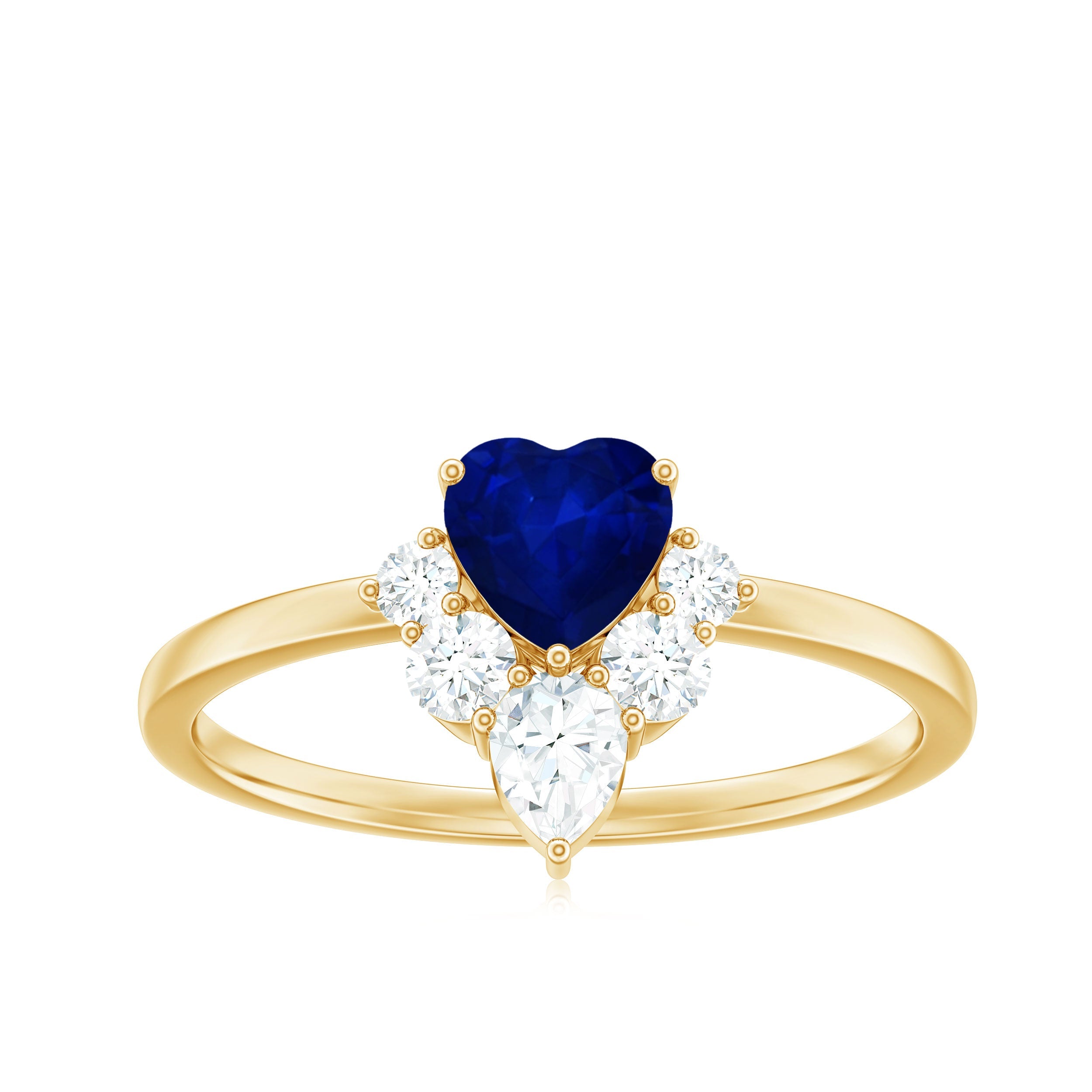 1 CT Heart Blue Sapphire Promise Ring with Diamond Accent