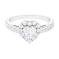 2 CT Zircon Heart Engagement Ring with Halo and Side Stones