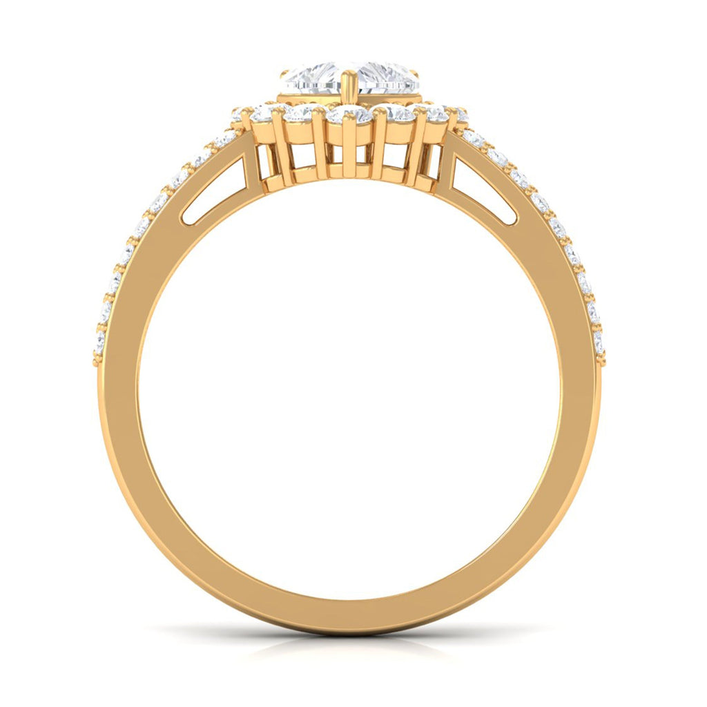 2 CT Zircon Heart Engagement Ring with Halo and Side Stones
