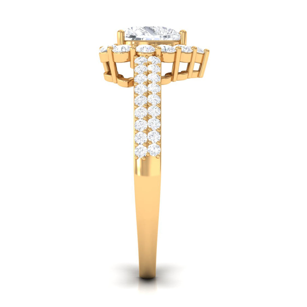 2 CT Zircon Heart Engagement Ring with Halo and Side Stones