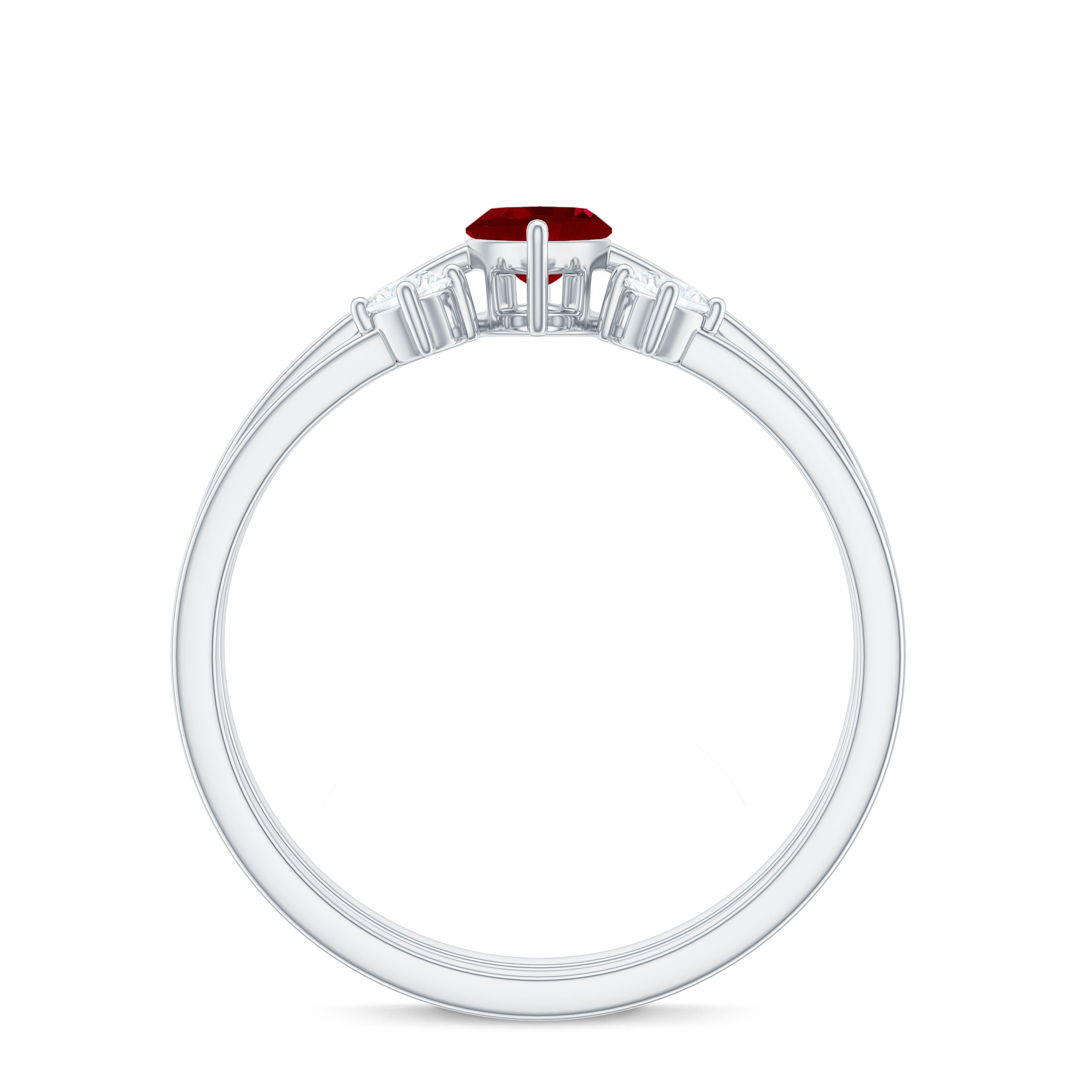 Marquise Cut Ruby Solitaire Ring Set with Moissanite