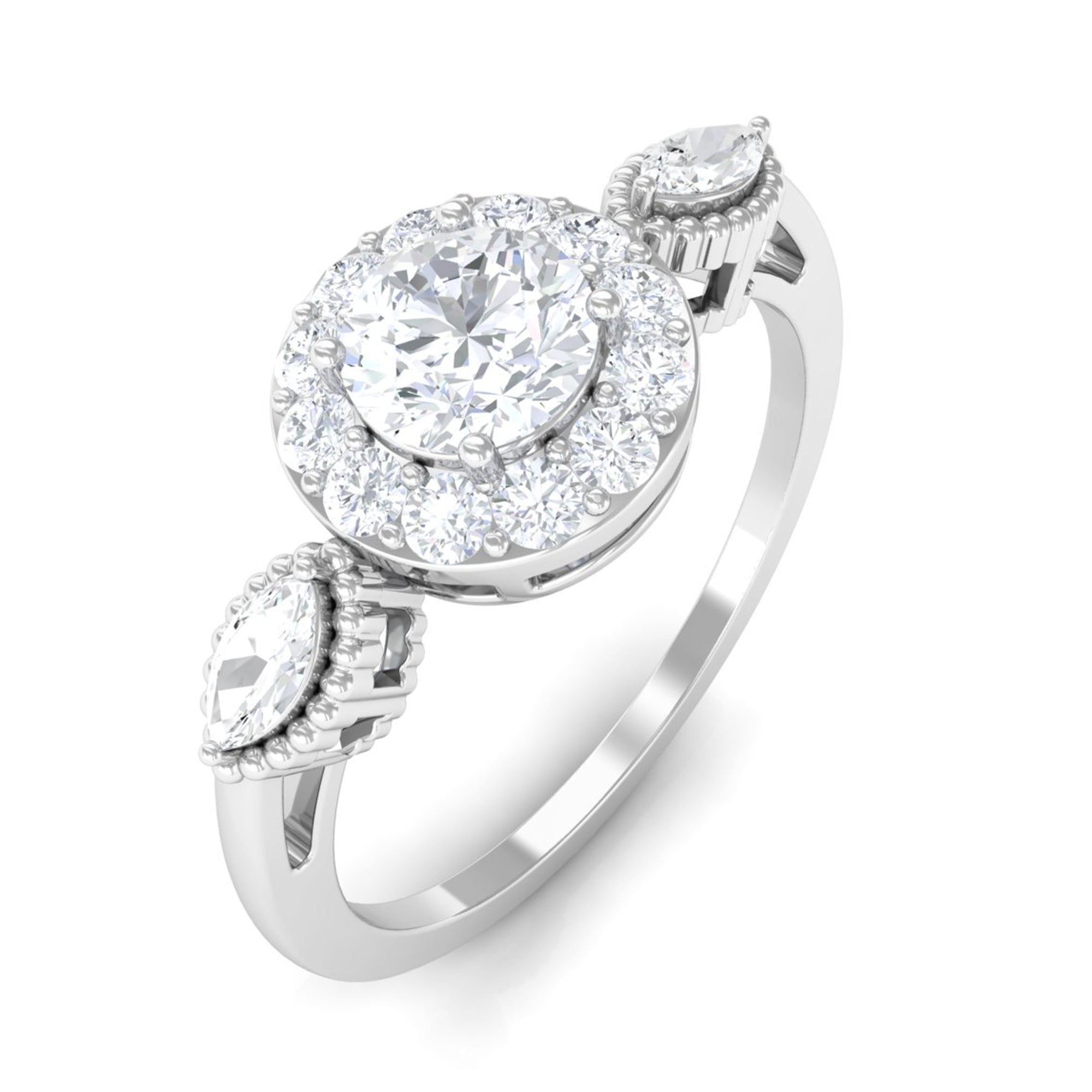 Classic Round Zircon Engagement Ring in Gold